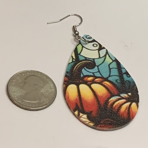 Pumpkin Earring, Turquoise Earring, Boho Earring, Fall Earring, Halloween, Gift - Picture 5 of 7